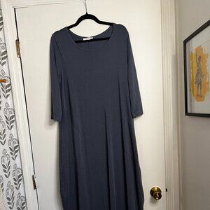 Bryn Walker barrel shaped maxi // slate blue // L POCKETS!